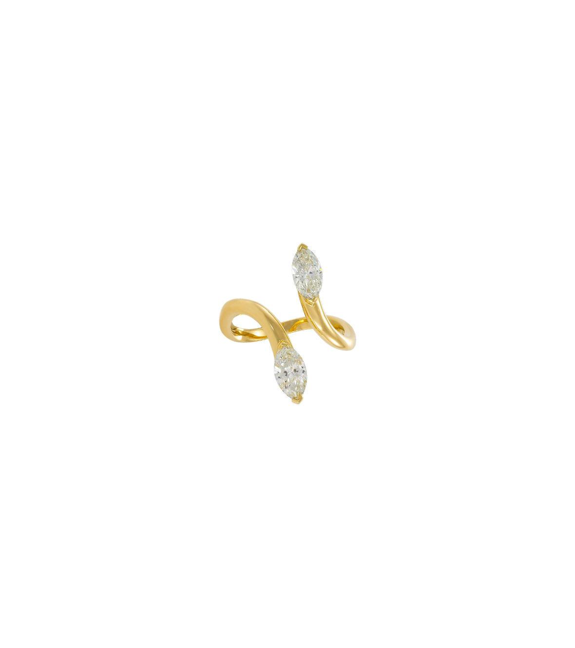 Yellow Gold Ring with two Marquise Shape Diamonds